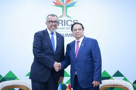 Thủ tướng Phạm Minh Chính tiếp Tổng Giám đốc Tổ chức Y tế Thế giới (WHO) Tedros Adhanom Ghebreyesus. (Ảnh: VGP/Nhật Bắc)