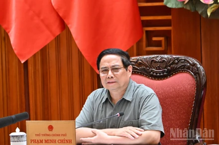 Thủ tướng Chính phủ Phạm Minh Chính phát biểu ý kiến kết luận cuộc họp. (Ảnh: Trần Hải)