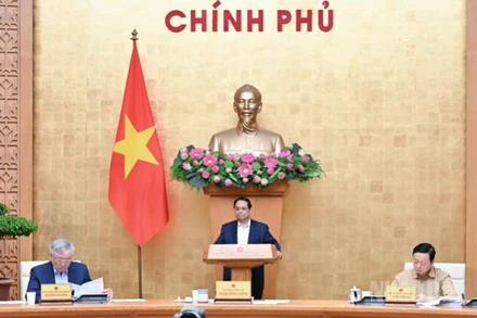 Thủ tướng Chính phủ Phạm Minh Chính chủ trì hội nghị trực tuyến của Chính phủ với các địa phương. (Ảnh: Trần Hải)