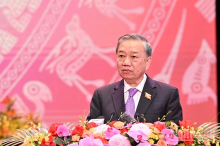 Tổng Bí thư Tô Lâm phát biểu ý kiến chỉ đạo tại Lễ kỷ niệm 80 năm Thành lập Chính phủ nước Cộng hòa xã hội chủ nghĩa Việt Nam. (Ảnh: Trần Hải)