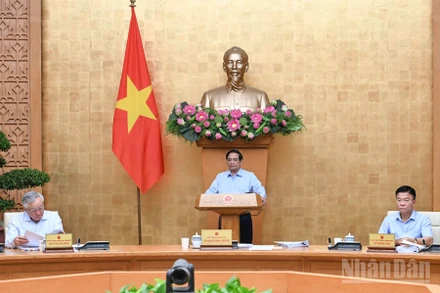 Thủ tướng Chính phủ Phạm Minh Chính chủ trì phiên họp Chính phủ thường kỳ tháng 7 trực tuyến với các tỉnh, thành phố trực thuộc Trung ương. (Ảnh: TRẦN HẢI)