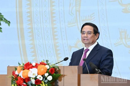 Thủ tướng Chính phủ Phạm Minh Chính phát biểu ý kiến tại hội nghị. (Ảnh: Trần Hải)