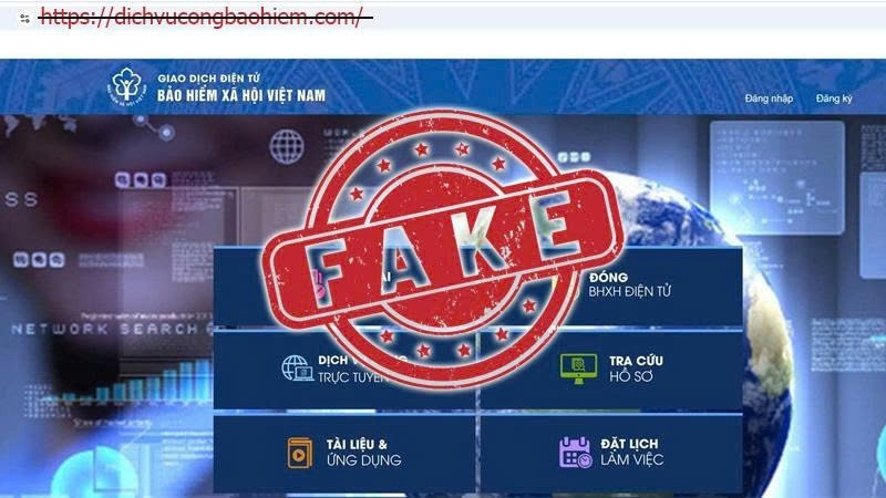 Giao diện trang lừa đảo dichvucongbaohiem.com.