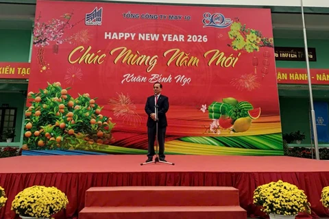 Chủ tịch Hiệp hội Dệt may Việt Nam (Vitas), Chủ tịch Hội đồng quản trị May 10 Vũ Đức Giang phát biểu ý kiến tại buổi lễ.