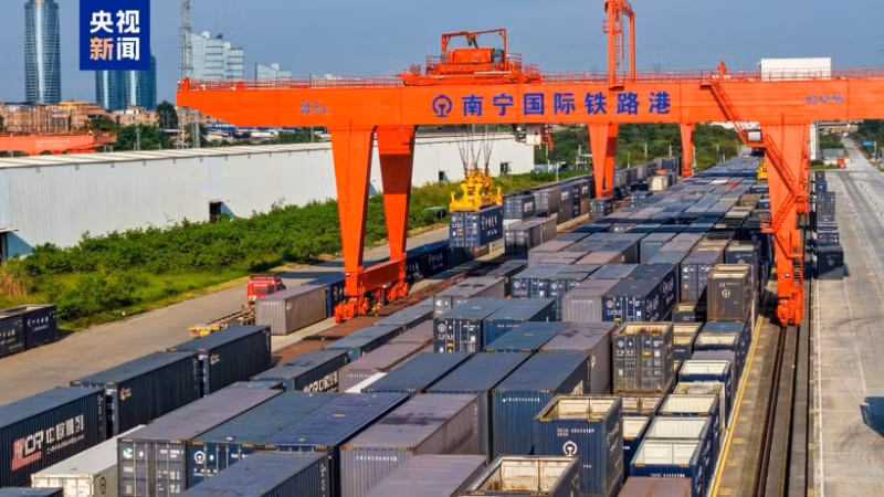 Một góc Cảng đường sắt quốc tế Nam Ninh. (Ảnh: CCTV)