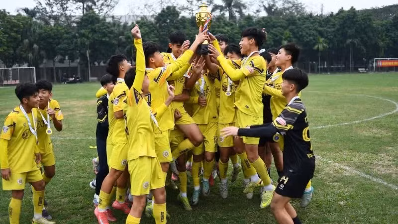 U14 Hà Nội ăn mừng chức vô địch Giải U14 các câu lạc bộ khu vực phía bắc 2025-2026. (Ảnh: Hà Nội FC)