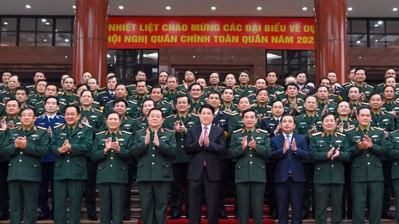 Chủ tịch nước Lương Cường và các đại biểu dự hội nghị. (Ảnh: THỦY NGUYÊN)