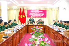 Thiếu tướng, Tiến sĩ Nguyễn Xuân Bách, Chính ủy Học viện Biên phòng, Trưởng đoàn khảo sát phát biểu tại tọa đàm.