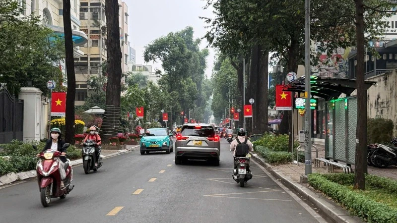 TP.HCM triển khai đường cờ và đường hoa, tạo không gian đô thị trang nghiêm và xanh sạch