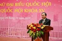 Chủ tịch Quốc hội Trần Thanh Mẫn phát biểu tại hội nghị. (Ảnh: DUY LINH)