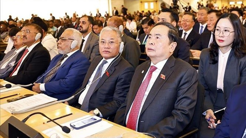 Chủ tịch Quốc hội Trần Thanh Mẫn dự lễ khai mạc Hội nghị các Chủ tịch Quốc hội Thế giới lần thứ 6. (Ảnh: TTXVN)