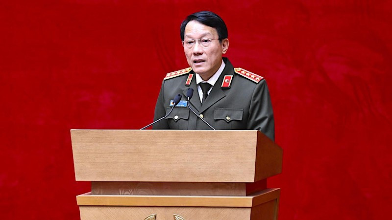 Bộ trưởng Công an Lương Tam Quang phát biểu tại hội nghị.