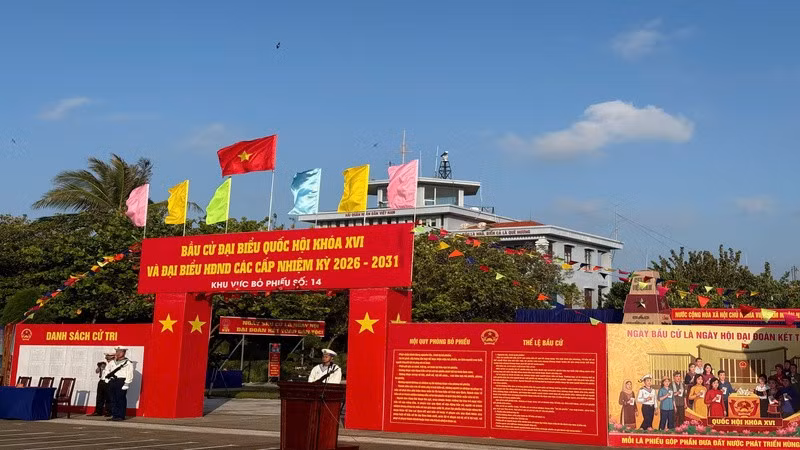 Cổng Khu vực bỏ phiếu số 14. (Ảnh: CTV)