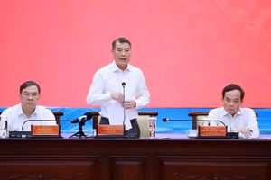 Thủ tướng Lê Minh Hưng làm việc với Ban Thường vụ Thành ủy Thành phố Hồ Chí Minh. (Ảnh: Dương Giang/TTXVN)