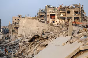 Cảnh đổ nát do xung đột tại Gaza. (Ảnh: THX/TTXVN)