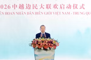 Tổng Bí thư, Chủ tịch nước Tô Lâm phát biểu tại Lễ khai mạc Liên hoan nhân dân biên giới Việt-Trung. (Ảnh: THỐNG NHẤT/TTXVN)