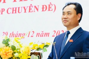 Bí thư Tỉnh ủy Trịnh Việt Hùng phát biểu tại Kỳ họp. (Ảnh: THANH SƠN)