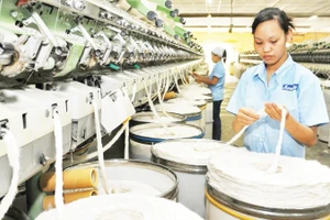 Công nhân làm việc tại Công ty cổ phần Dệt may Sơn Nam (Ninh Bình). (Ảnh KHÁNH AN)