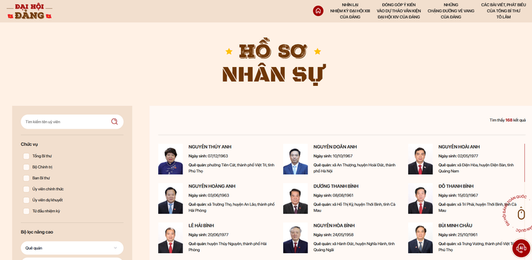Hồ sơ các Ủy viên Ban Chấp hành Trung ương Đảng được đăng tải trên trang thông tin screenshot-2025-09-12-182730.png