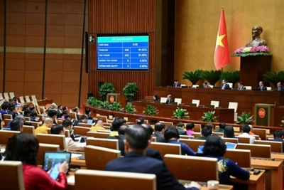 Quốc hội Khoá XV bấm nút thông qua Luật Khoa học, Công nghệ và Đổi mới sáng tạo. (Ảnh: QUỐC HỘI)