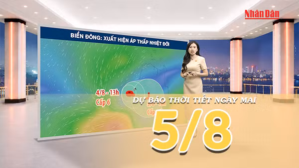 [Video] Dự báo thời tiết đêm nay và ngày mai ngày 5/8/2026: Xuất hiện áp thấp nhiệt đới trên Biển Đông
