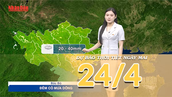 [Video] Dự báo thời tiết đêm nay và ngày mai 24/4/2026: Bắc Bộ mưa dông diện rộng, Trung Bộ chấm dứt nắng nóng