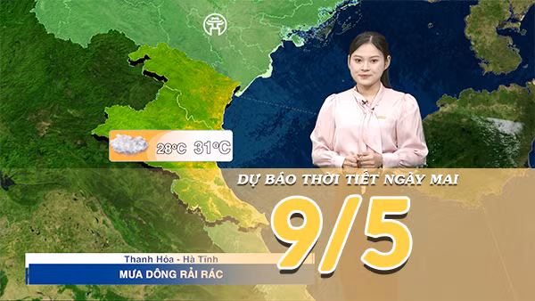 [Video] Dự báo thời tiết đêm nay và ngày mai ngày 9/5/2026: Bắc Bộ tiếp tục mưa dông, Nam Bộ nắng nóng gia tăng 
