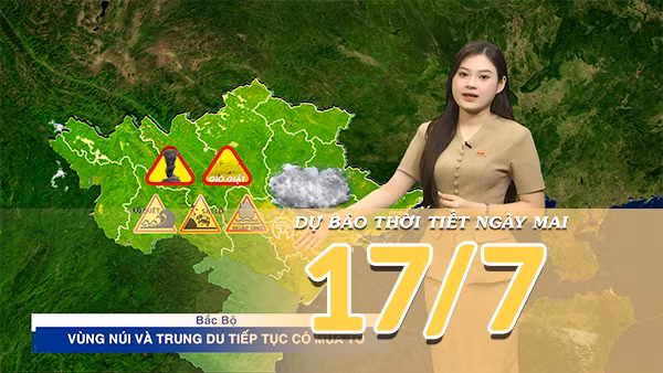 [Video] Dự báo thời tiết đêm nay và ngày mai ngày 16/7/2026: Bắc Bộ tiếp diễn mưa lớn, Trung Bộ và Nam Bộ ngày nắng, chiều tối có mưa dông 