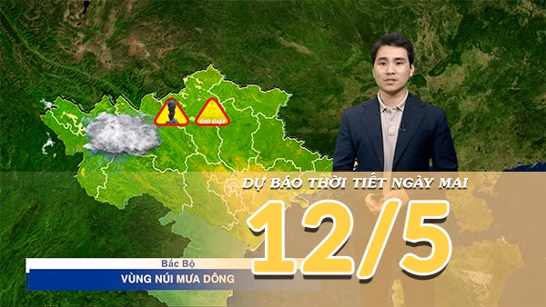 [Video] Dự báo thời tiết đêm nay và ngày mai ngày 12/5/2026: Bắc Bộ tăng nhiệt nhẹ, Nam Bộ tiếp tục nắng nóng gay gắt 