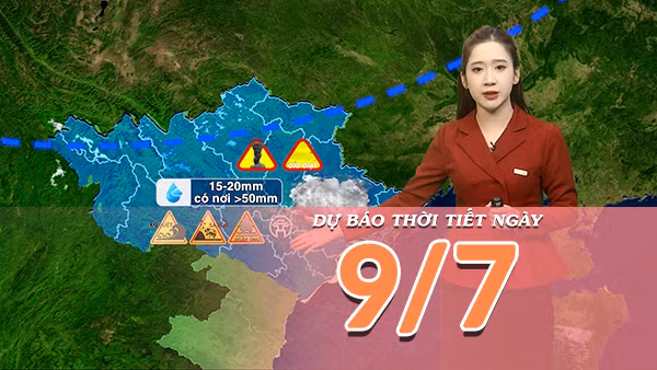 [Video] Dự báo thời tiết ngày 9/7/2026: Bắc Bộ mưa dông tăng về chiều tối, Trung Bộ nắng nóng trở lại 