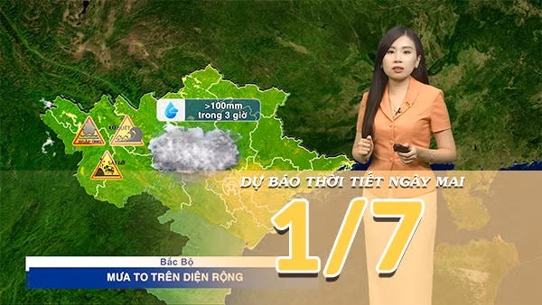 [Video] Dự báo thời tiết đêm nay và ngày mai ngày 1/7/2026: Bắc Bộ mưa lớn diện rộng, nắng nóng Trung Bộ tiếp tục suy giảm