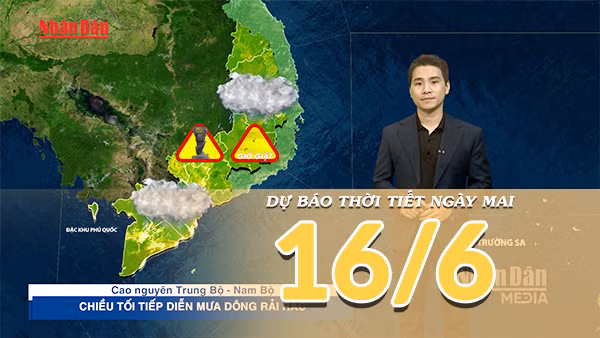 [Video] Dự báo thời tiết đêm nay và ngày mai ngày 16/6/2026: Mưa dông diện rộng tiếp diễn tại Bắc Bộ, nhiều nơi mưa to
