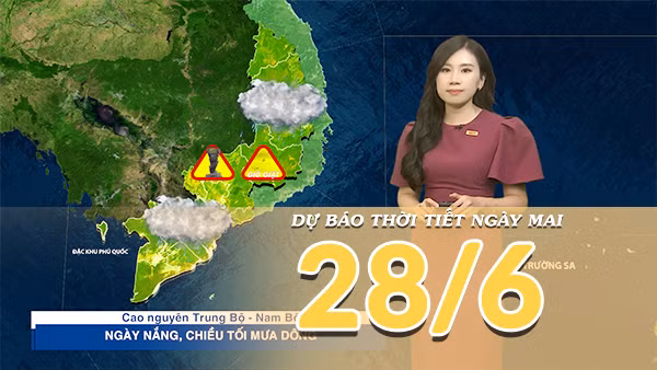 [Video] Dự báo thời tiết đêm nay và ngày mai ngày 28/6/2026: Miền Bắc mưa dông gia tăng trở lại, Trung Bộ tiếp diễn nắng nóng