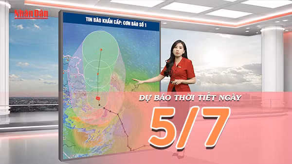 [Video] Dự báo thời tiết ngày 5/7/2026: Bão số 1 gây biển động mạnh, Bắc Bộ mưa rất to, nhiều khu vực cảnh báo dông lốc