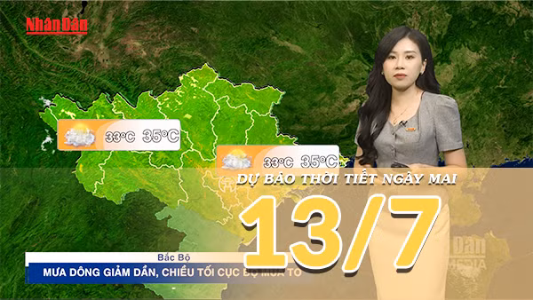 [Video] Dự báo thời tiết đêm nay và ngày mai ngày 13/7/2026: Mưa dông tiếp diễn về chiều tối trên cả ba miền
