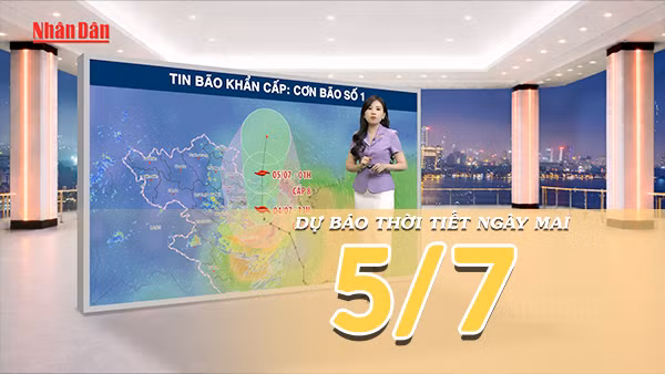 [Video] Dự báo thời tiết đêm nay và ngày mai ngày 5/7/2026: Bão số 1 áp sát Bắc Vịnh Bắc Bộ, Bắc Bộ mưa rất to, nguy cơ ngập úng, lũ quét và sạt lở đất