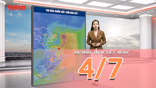 [Video] Dự báo thời tiết ngày 4/7/2026: Bão số 1 gây mưa lớn bao trùm Bắc Bộ, lượng mưa có nơi trên 350mm