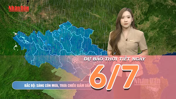 [Video] Dự báo thời tiết ngày 6/7/2026: Bắc Bộ giảm mưa sau bão, Trung Bộ có nắng trở lại