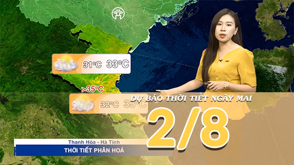 [Video] Dự báo thời tiết đêm nay và ngày mai ngày 2/8/2026: Bắc Bộ duy trì mưa dông, Trung Bộ nắng gián đoạn