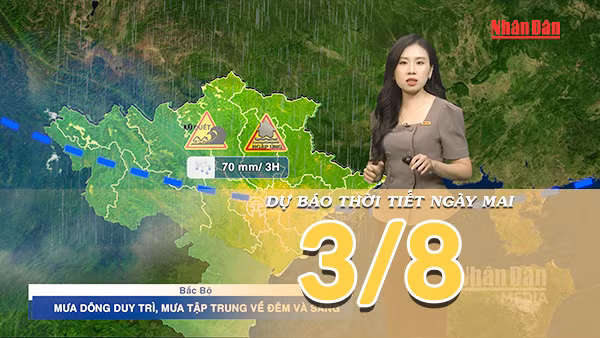 [Video] Dự báo thời tiết đêm nay và ngày mai ngày 3/8/2026: Bắc Bộ tiếp tục mưa rào, Trung Bộ và Nam Bộ gia tăng nắng nóng