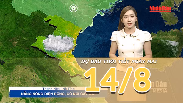 [Video] Dự báo thời tiết đêm nay và ngày mai 14/8/2026: Mưa dông trở lại Bắc Bộ, Trung Bộ tiếp tục oi nóng, hanh khô