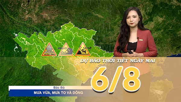 [Video] Dự báo thời tiết đêm nay và ngày mai ngày 6/8/2026: Bắc Bộ và Bắc Trung Bộ tiếp tục mưa lớn, bão số 3 không ảnh hưởng trực tiếp đến đất liền