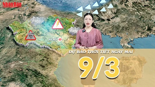 [Video] Dự báo thời tiết đêm nay và ngày mai 9/3/2026: Không khí lạnh gây mưa diện rộng ở Bắc Bộ, Nam Bộ nắng ráo