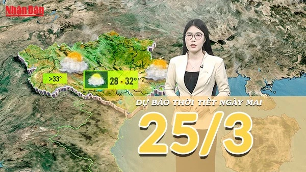 [Video] Dự báo thời tiết đêm nay và ngày mai 25/3/2026: Rãnh nhiệt cao xuất hiện, Bắc Bộ và miền Trung nắng mạnh