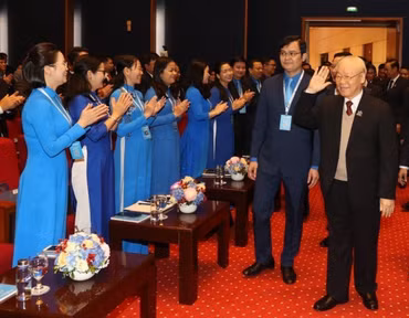 Tổng Bí thư Nguyễn Phú Trọng dự Lễ khai mạc Đại hội đại biểu toàn quốc Đoàn Thanh niên Cộng sản Hồ Chí Minh lần thứ XII, nhiệm kỳ 2022-2027 (Hà Nội, ngày 15/12/2022). Ảnh: Trí Dũng