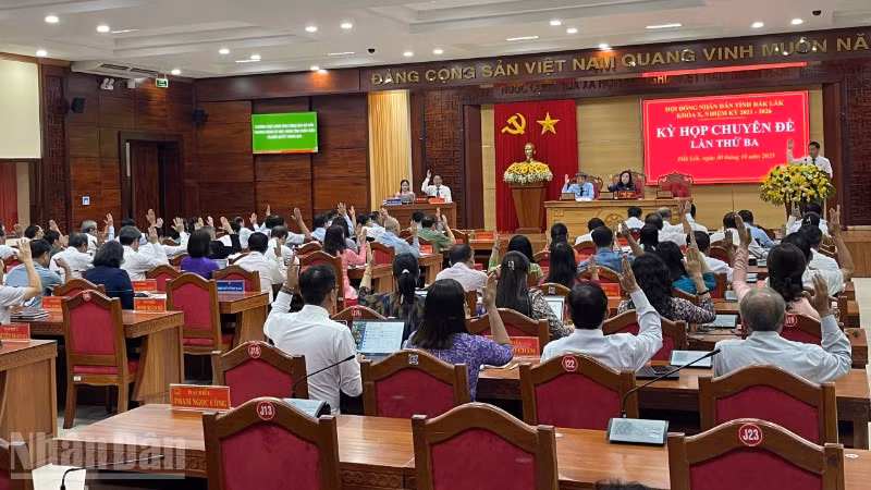 Các đại biểu biểu quyết thông qua các nghị quyết.