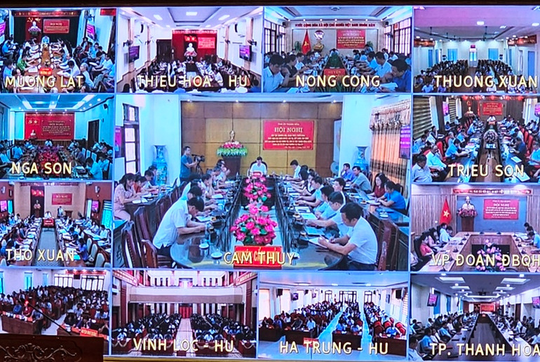 Các điểm cầu từ tỉnh đến cấp huyện ở Thanh Hóa học tập, quán triệt nghị quyết, chỉ thị, kết luận, quy định Trung ương mới ban hành.