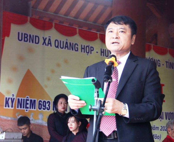 Lãnh đạo xã Quảng Hợp phát biểu khai hội năm 2024.