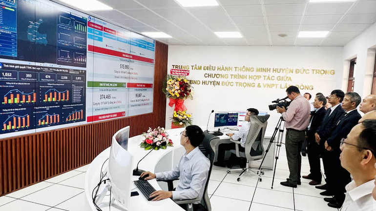 Dữ liệu Trung tâm IOC huyện Đức Trọng đã tích hợp, kết nối được 9 hệ sinh thái.