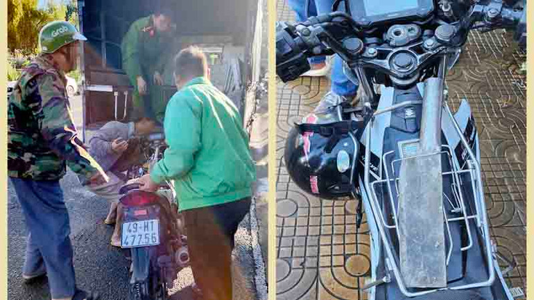 Chiếc xe đối tượng Thắng bỏ lại tại hiện trường vụ trộm tại XQ Đà Lạt sử quán.